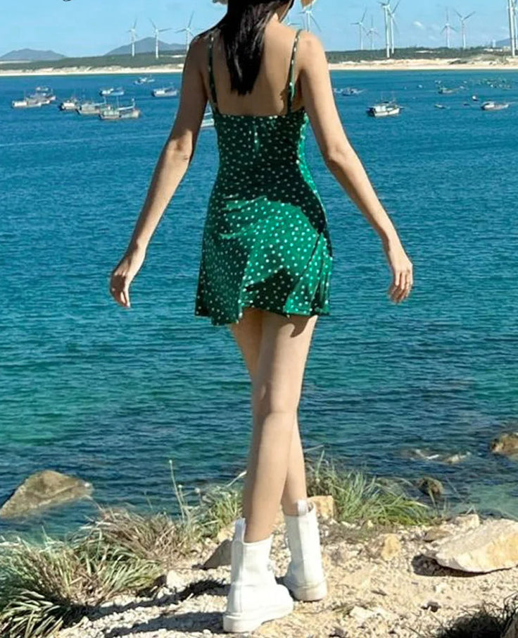 Polka Dot Spaghetti Strap Mini Dress