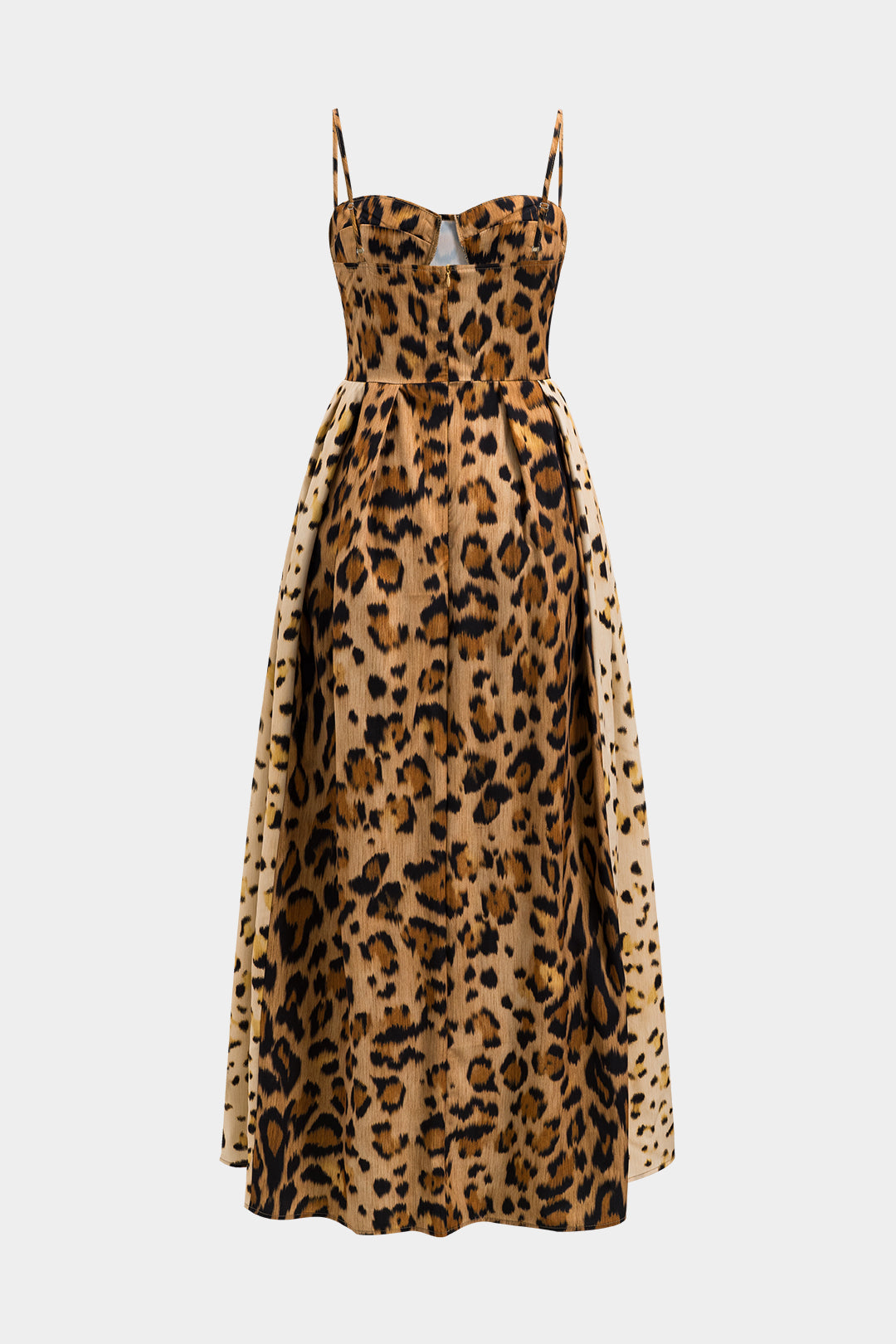 Leopard Print Bustier Strappy Fit and Flare Midi Dress 2
