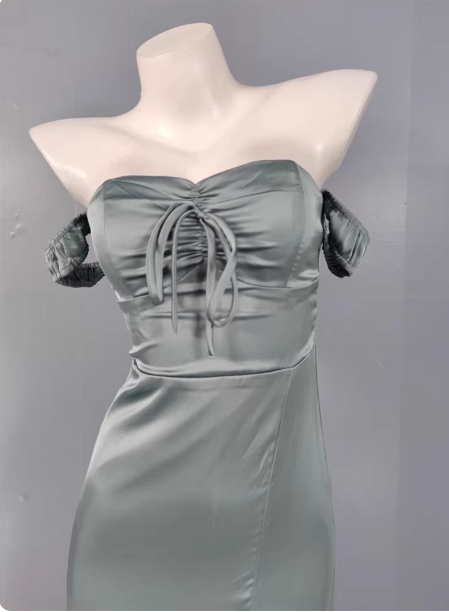 Elegant Gray Green Sweetheart Neckline Slim Slit Satin Long Prom Dress Evening Dress P4334