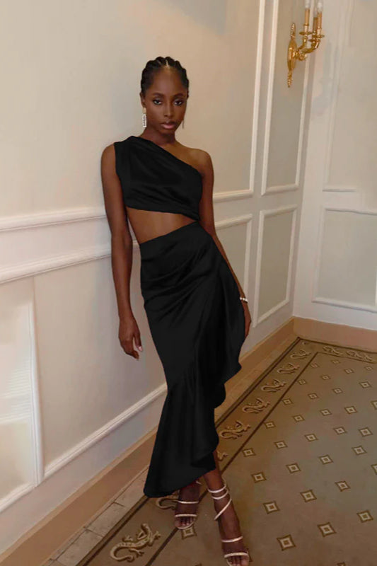 Chic and Sexy Asymmetrical Sleeveless Dress with Bodycon Fit Party Dress