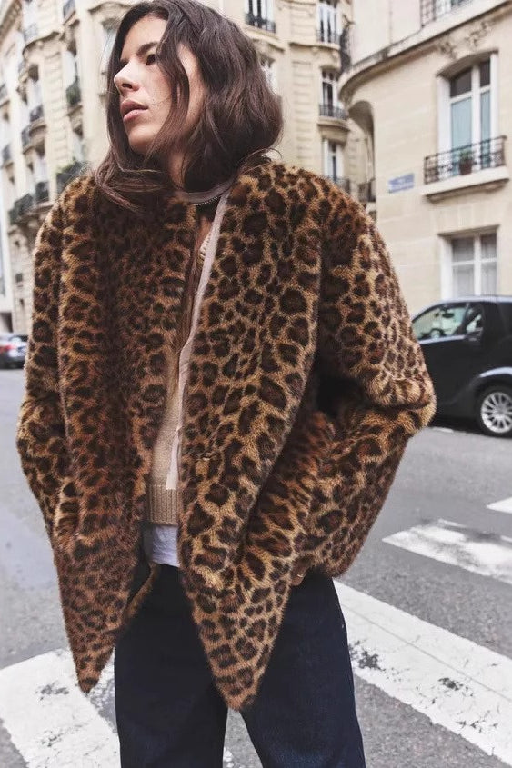 Luxurious PrincessAce Animal Print Faux Fur Coat for Chic Style