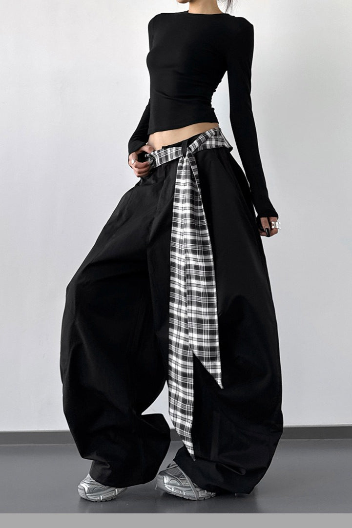 Vintage Layered Wide-Leg Palazzo Pants