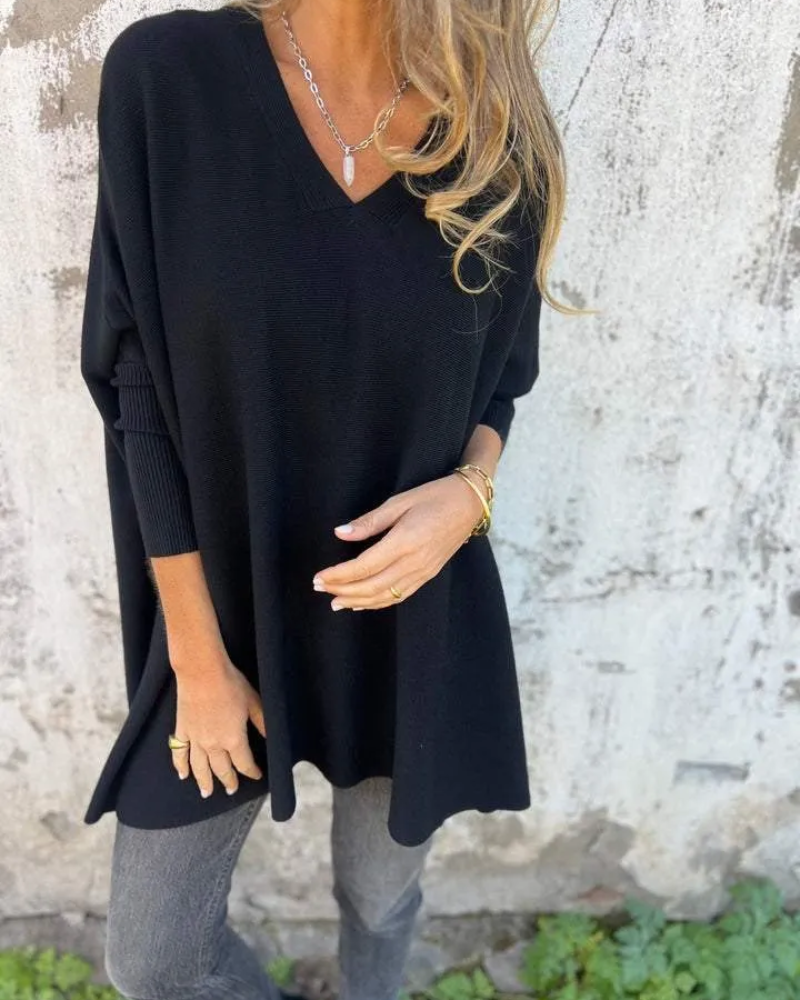 V-Neck Long Sleeve Oversized Knit Sweater 3