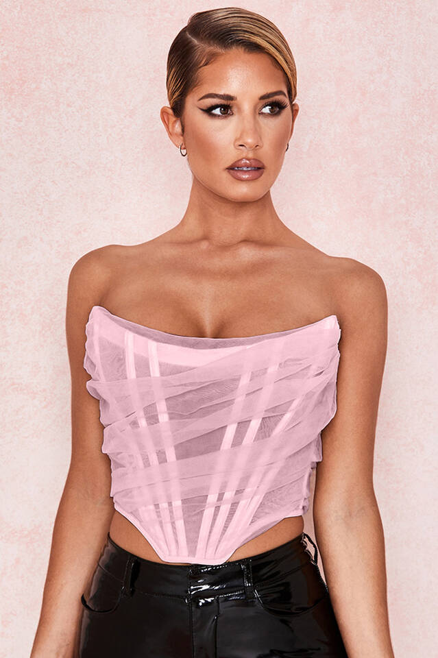 Mesh Boned Corset Top - Fashionpara