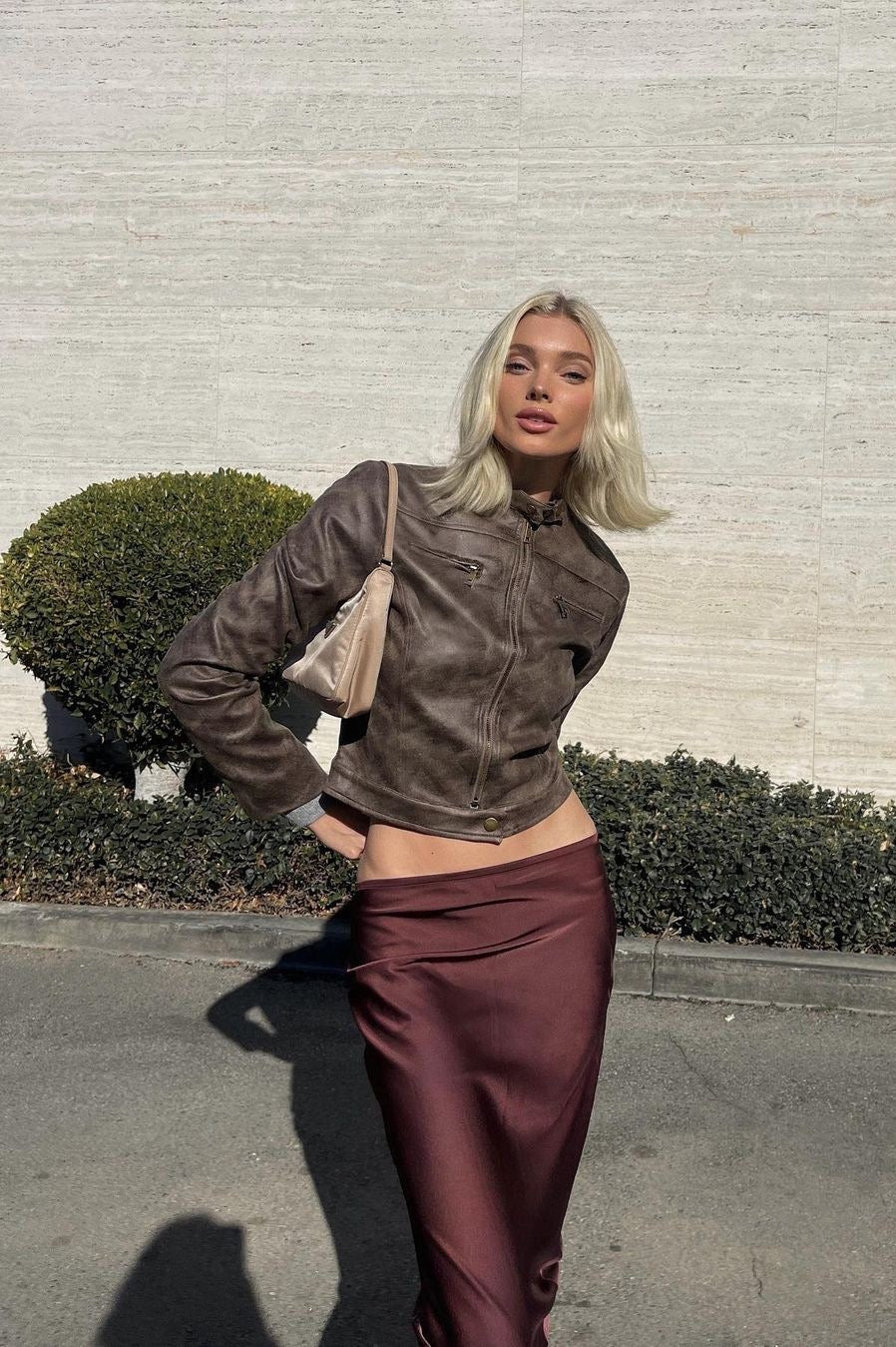 Fitted Brown Suede Leather Jacket