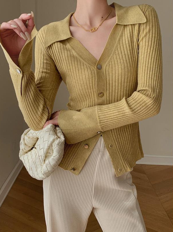 Elegant Blue V-Neck Knit Cardigan for Stylish Comfort