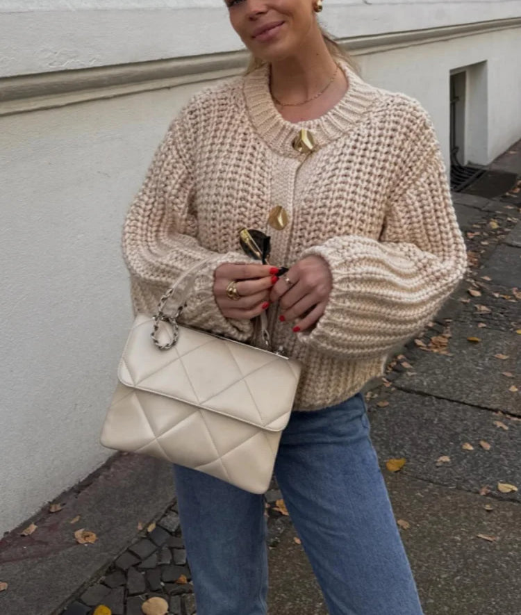 Casual O-Neck Long Sleeve Pocket Cardigan