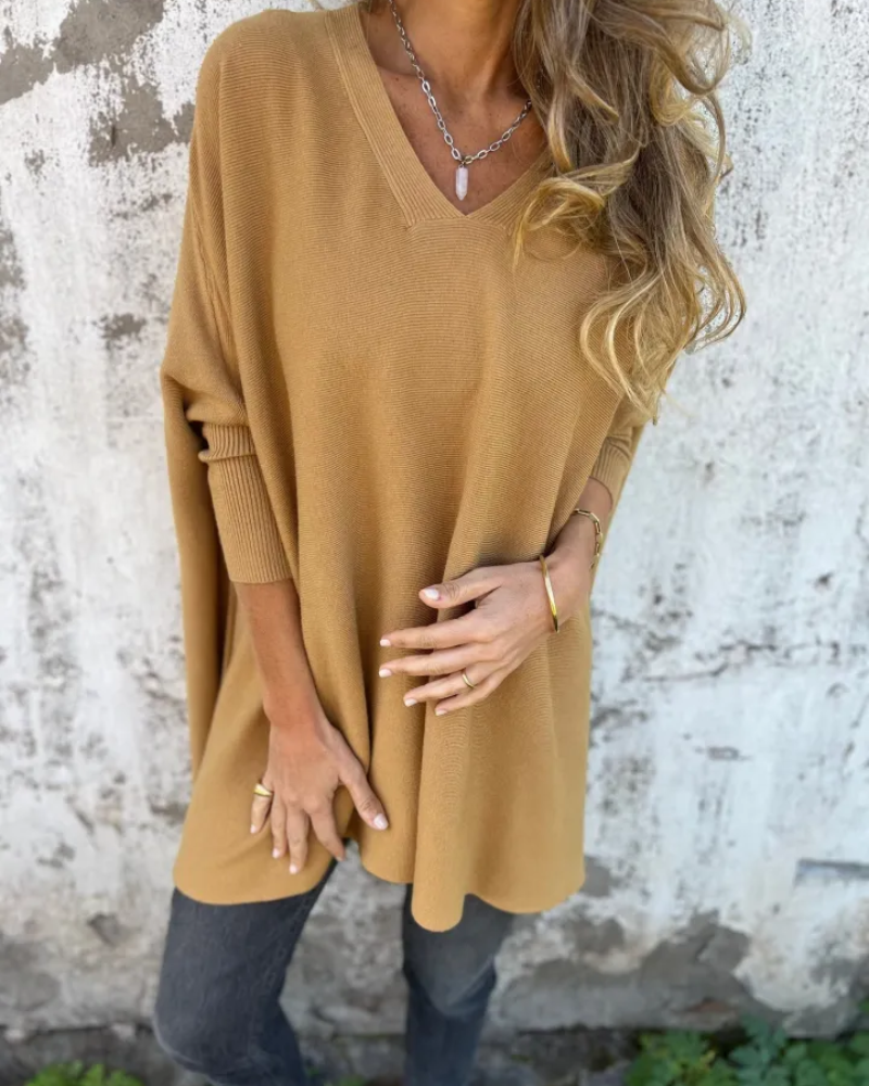 V-Neck Long Sleeve Oversized Knit Sweater 4