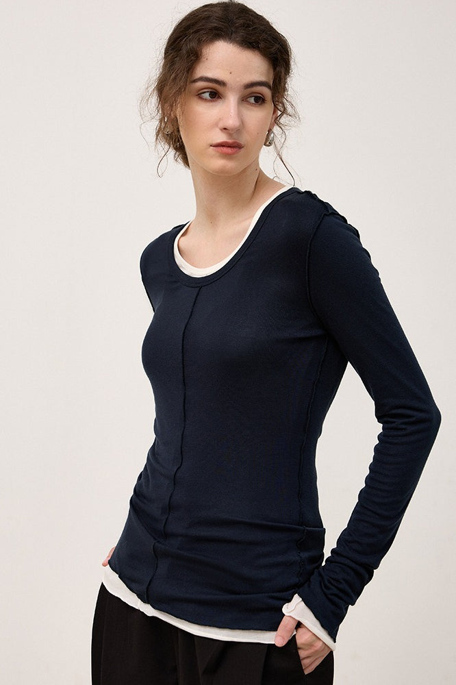 Tencel Wool Blend Round Neck Knit Top 8