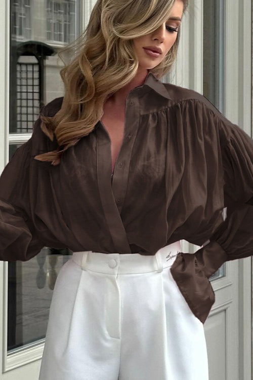 Versatile Long Sleeve Collar Blouse