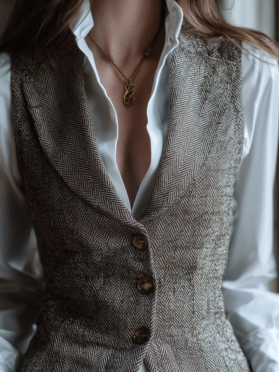 Vintage Tailored Classic Textured Waistcoat