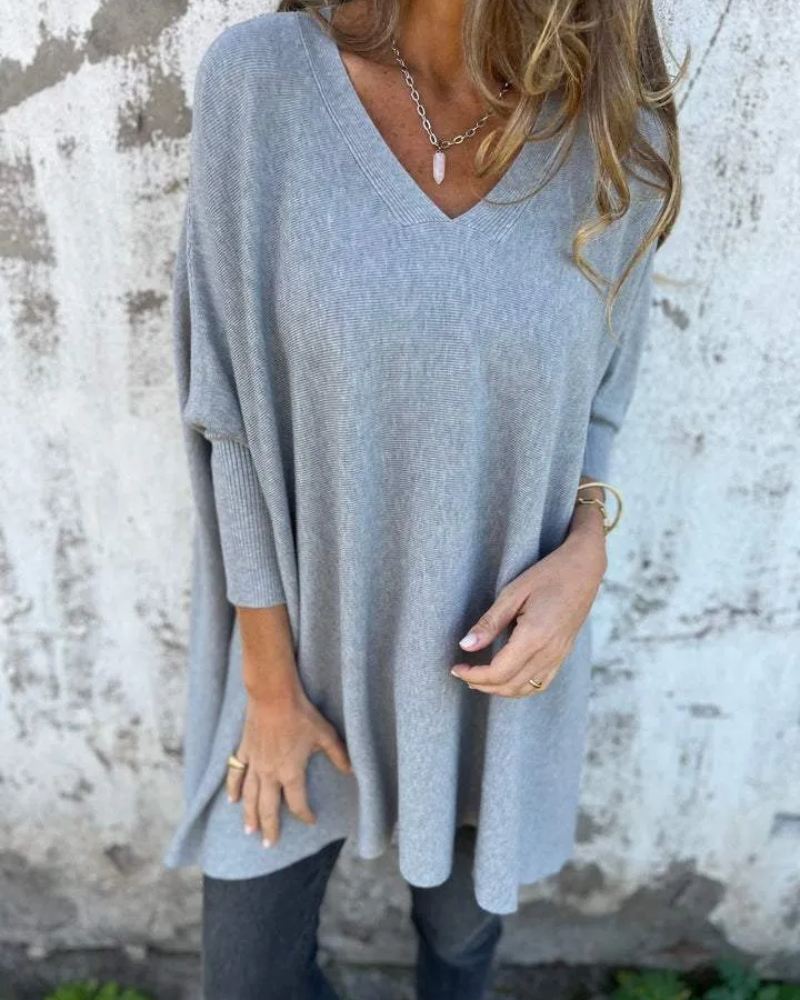 V-Neck Long Sleeve Oversized Knit Sweater 5