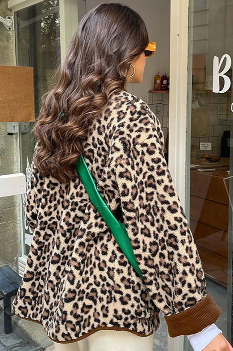 Oversized Leopard Lamb Fleece Coat