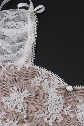 Lace Sweetheart Puff Sleeve Tiered Ruffle Playsuit
