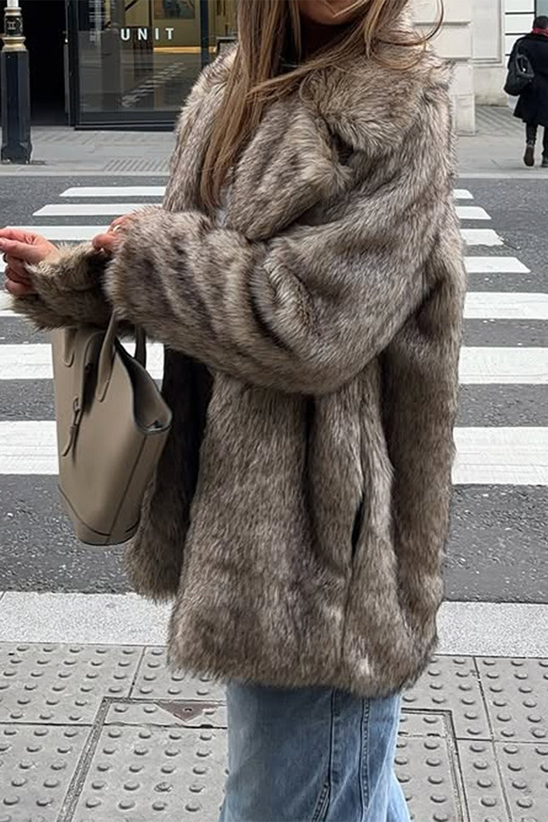 Elegant Plush Long Coat - Fashionpara