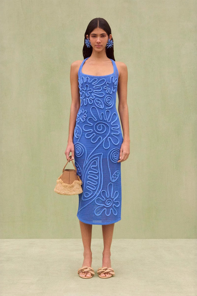 Knit Sleeveless Solid Color Backless Maxi Sweater Dress