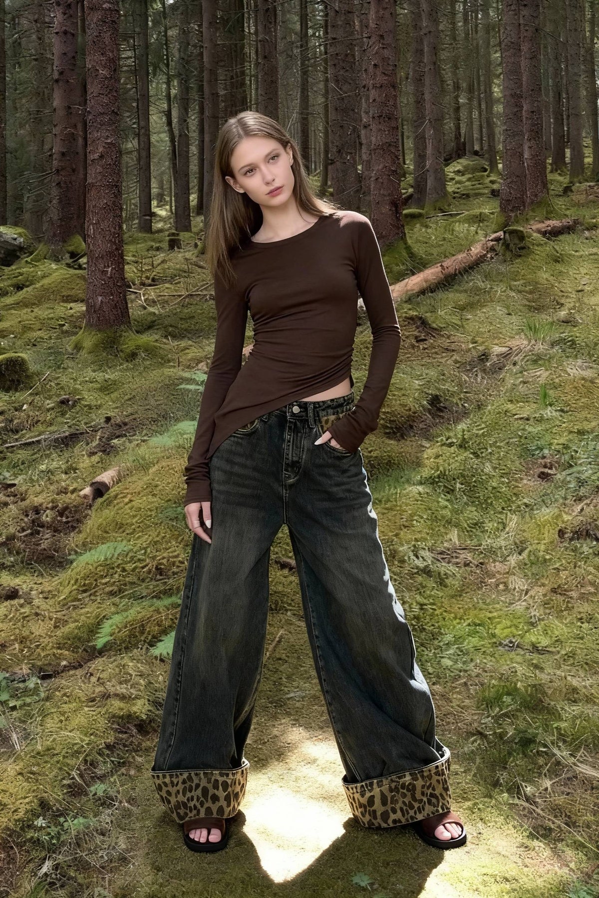 Vintage Washed Wide-Leg Denim Jeans