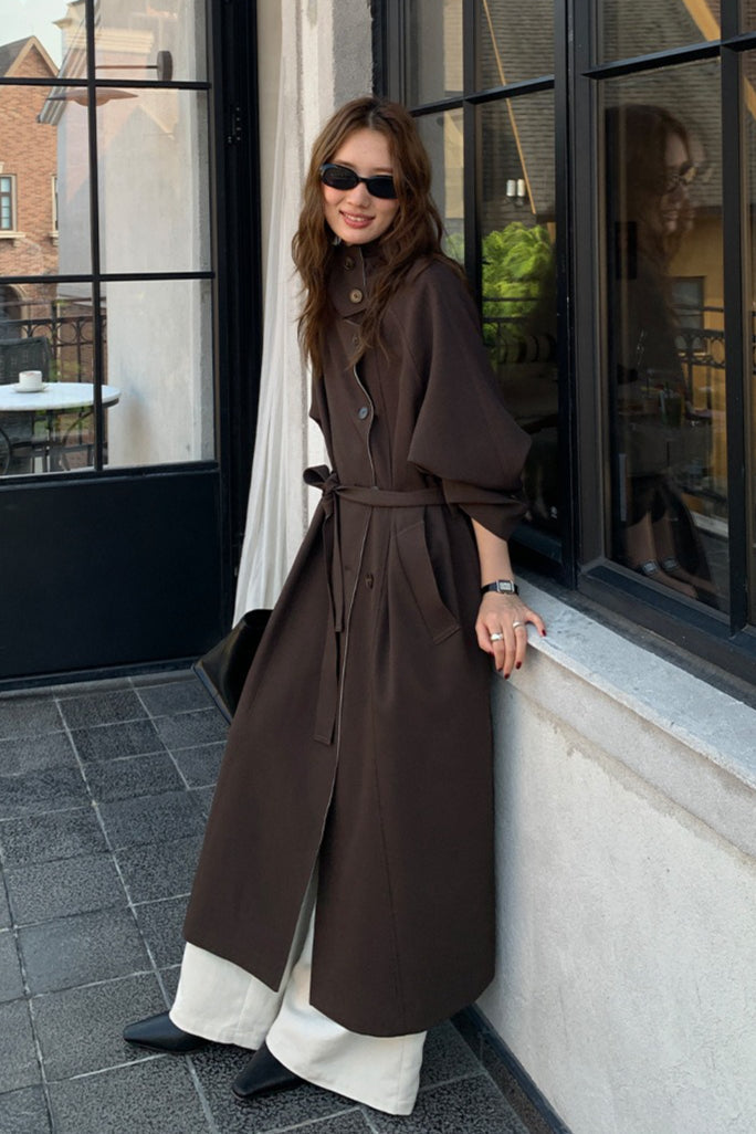 PrincessAce British Style Long Overcoat with Contrast Collar
