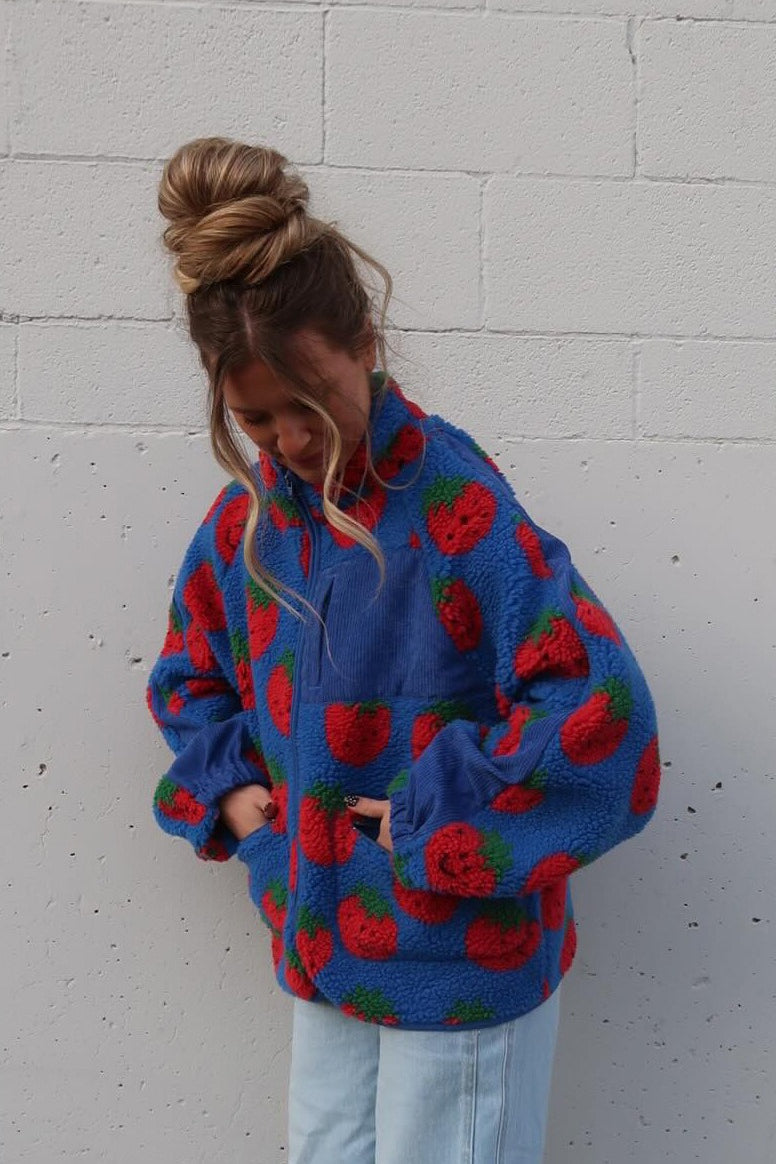 Printed Faux Shearling Coat - Fashionpara