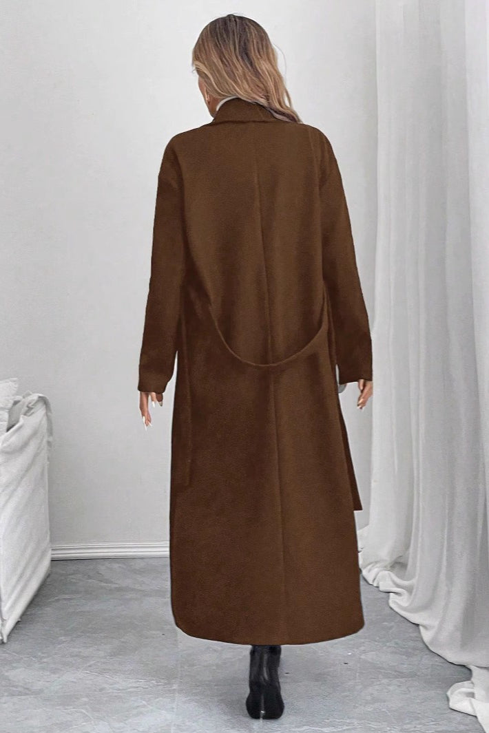 Double-Faced Wool Mid-Length Overcoat for Elegant Style