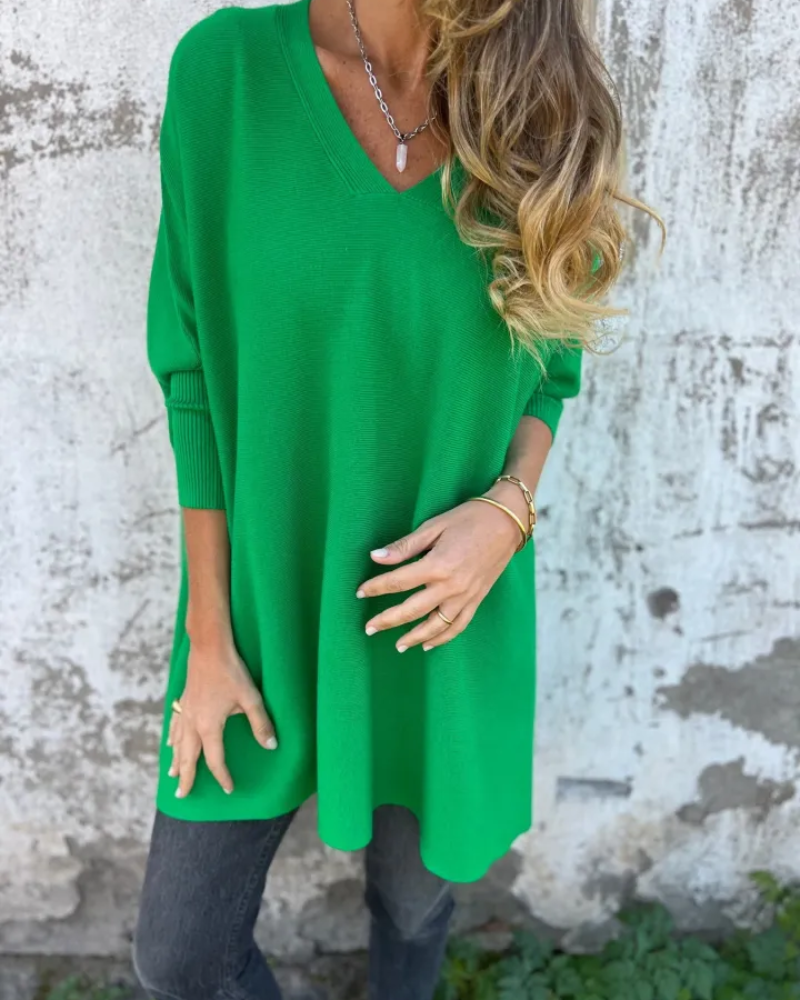 V-Neck Long Sleeve Oversized Knit Sweater 6