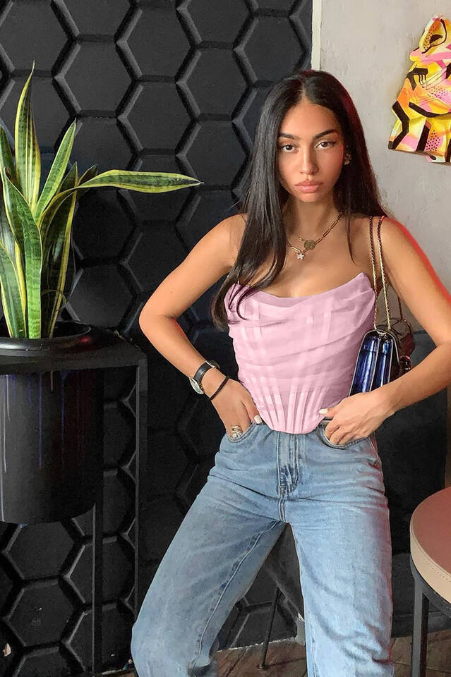 Mesh Boned Corset Top - Fashionpara