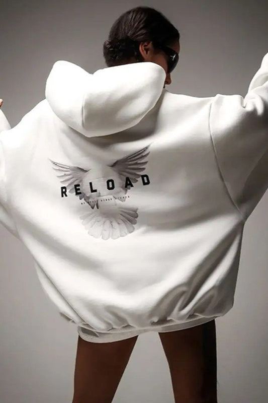 Oversized Hooded Sweatshirt with Back Print Hoodie - Fashionpara