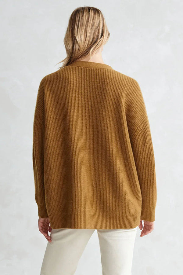 Lady Rin Relaxed Knit Ribbed Button Cardigan for Comfort