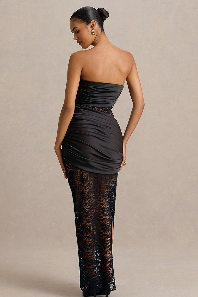 Backless Lace Sheer Mesh Maxi Dress