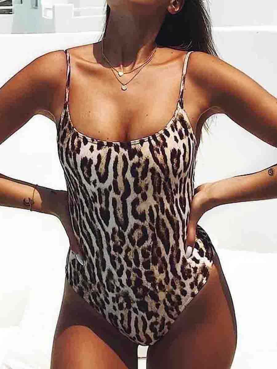 Snake Print One-piece Swimsuit (3 Colors) - Fashionpara