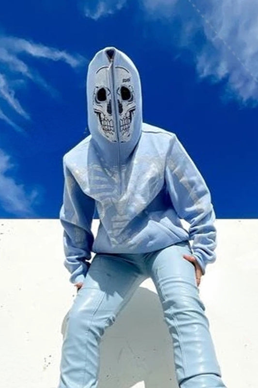 Rhinestone Skull Zip Up Hoodie