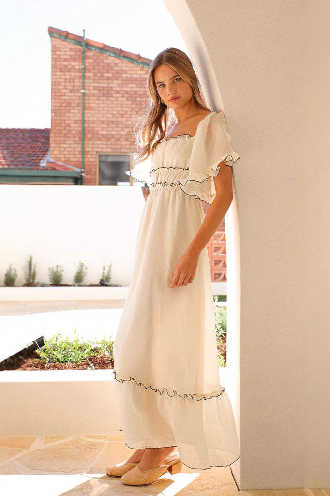Summer Fairy Ruched Maxi Dress
