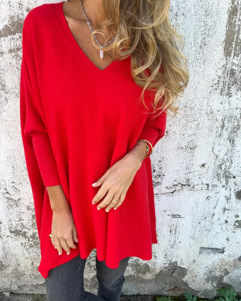 V-Neck Long Sleeve Oversized Knit Sweater 7