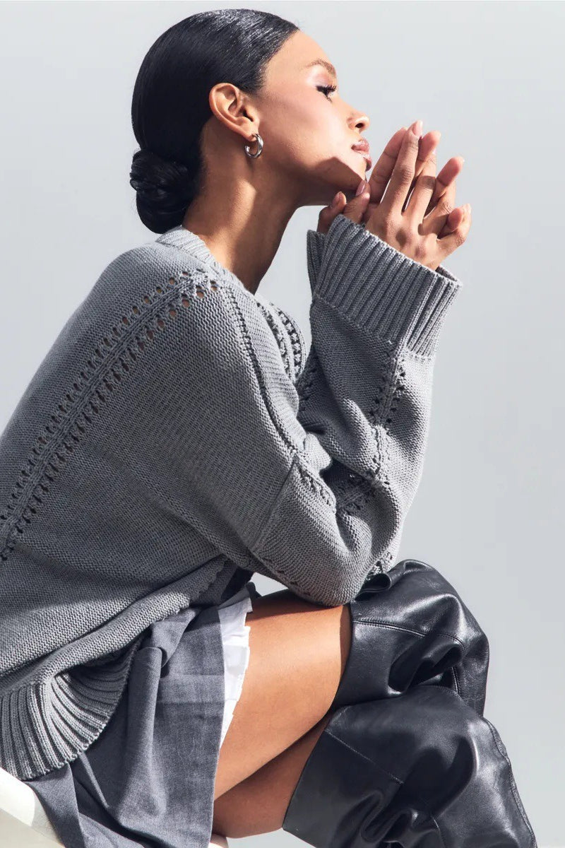 Casual Lace Knit Pullover Sweater