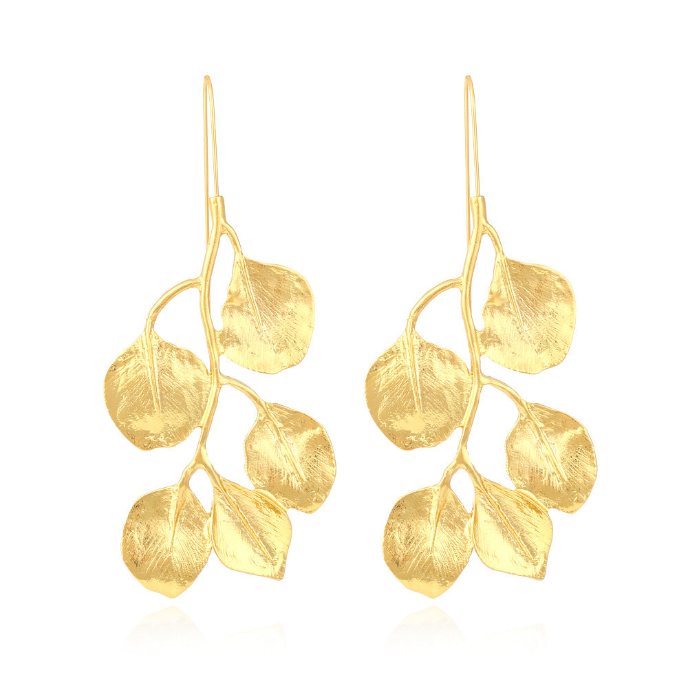 Long Gold Leaf Earrings