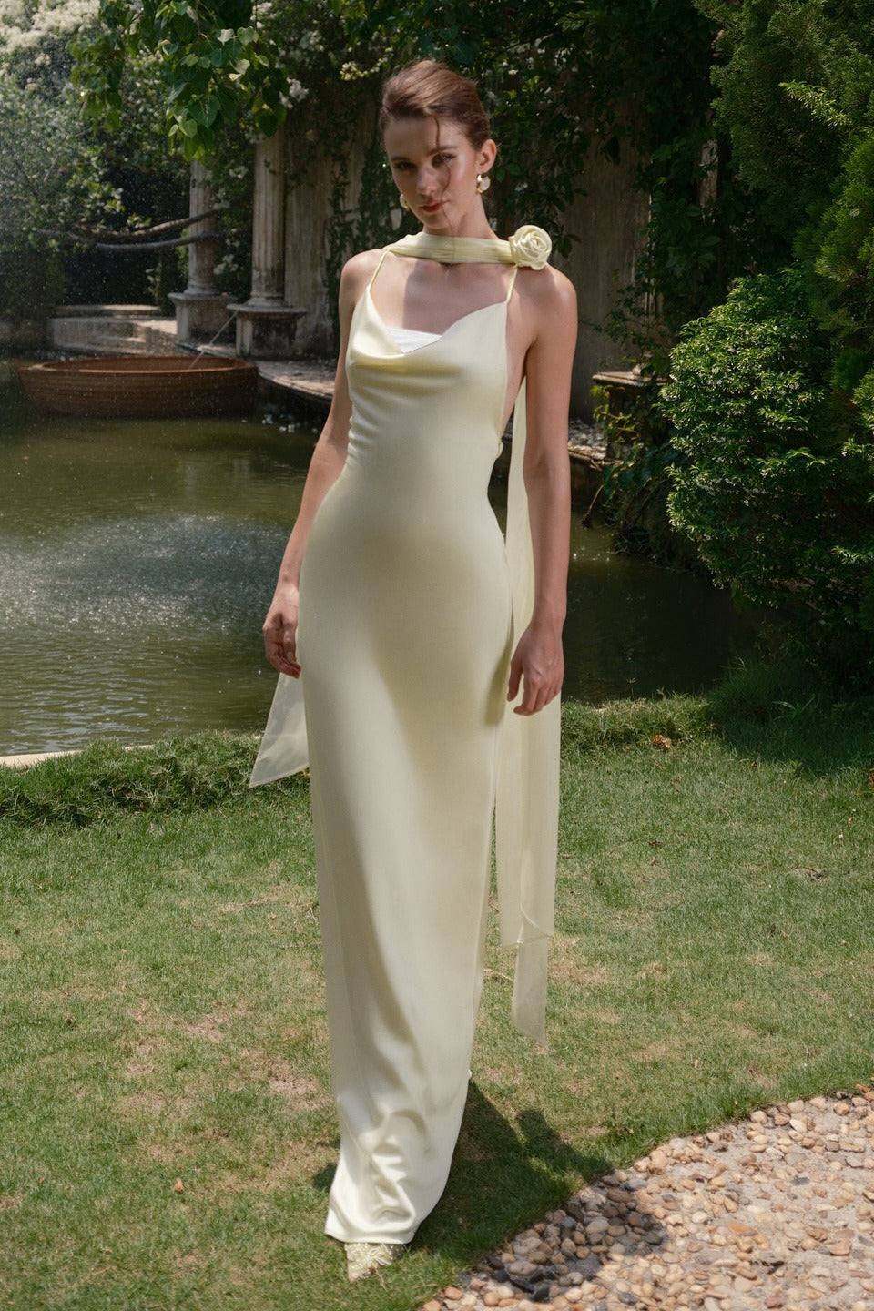 Satin Backless Tie Maxi Birthday Dress