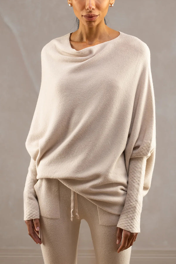 Chic Solid Color Round Neck Long Sleeve Knitted Sweater