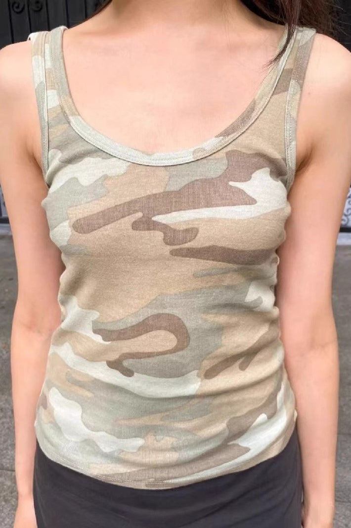 Camo Print Racerback Tank Top