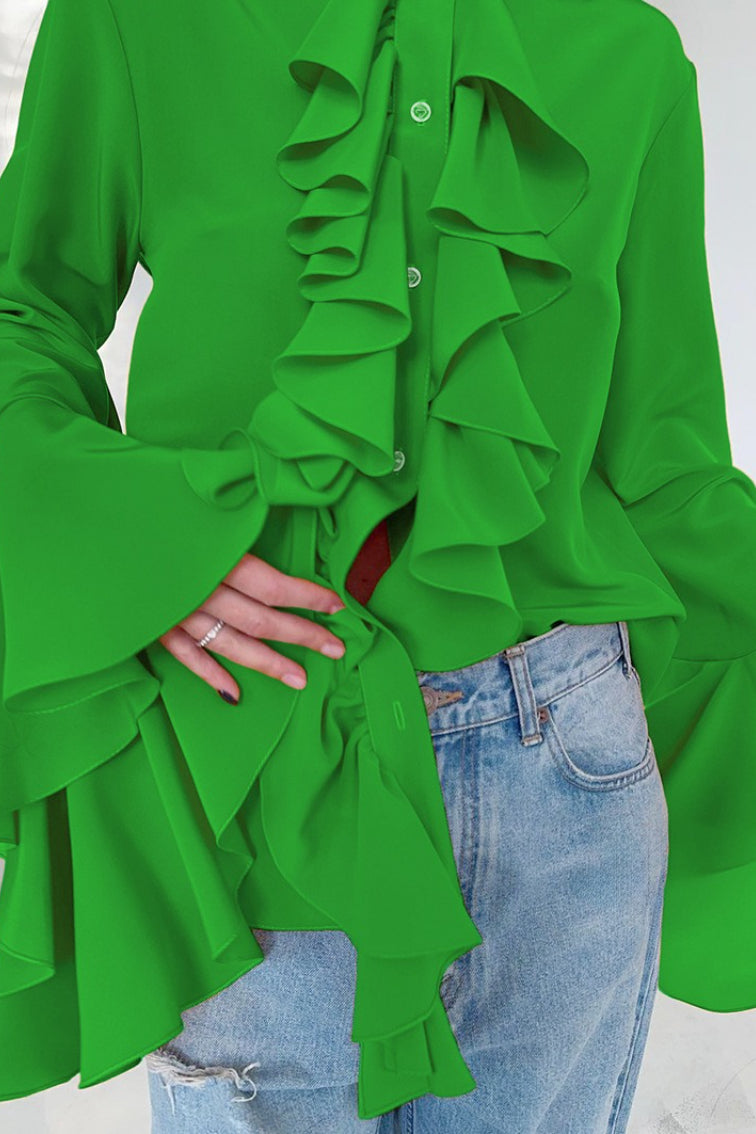 Design Ruffle Flare Blouse