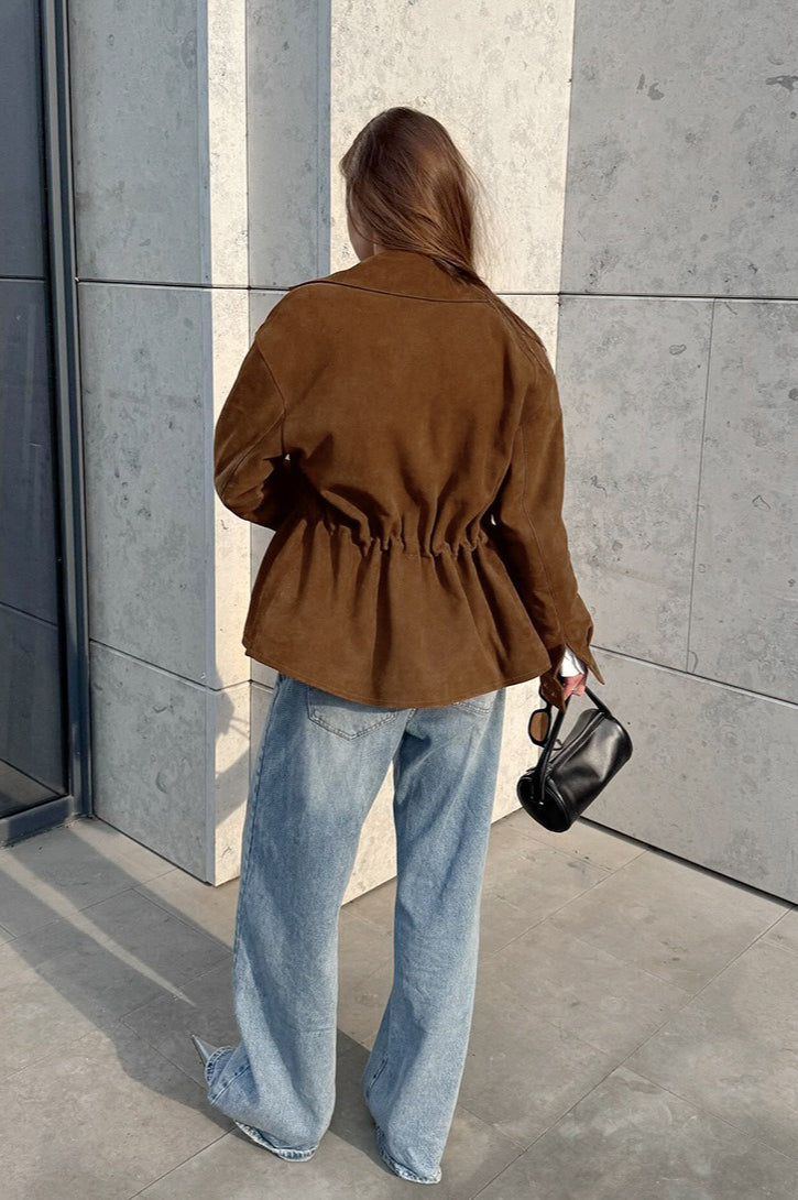 Retro Suede Lapel Slim Jacket