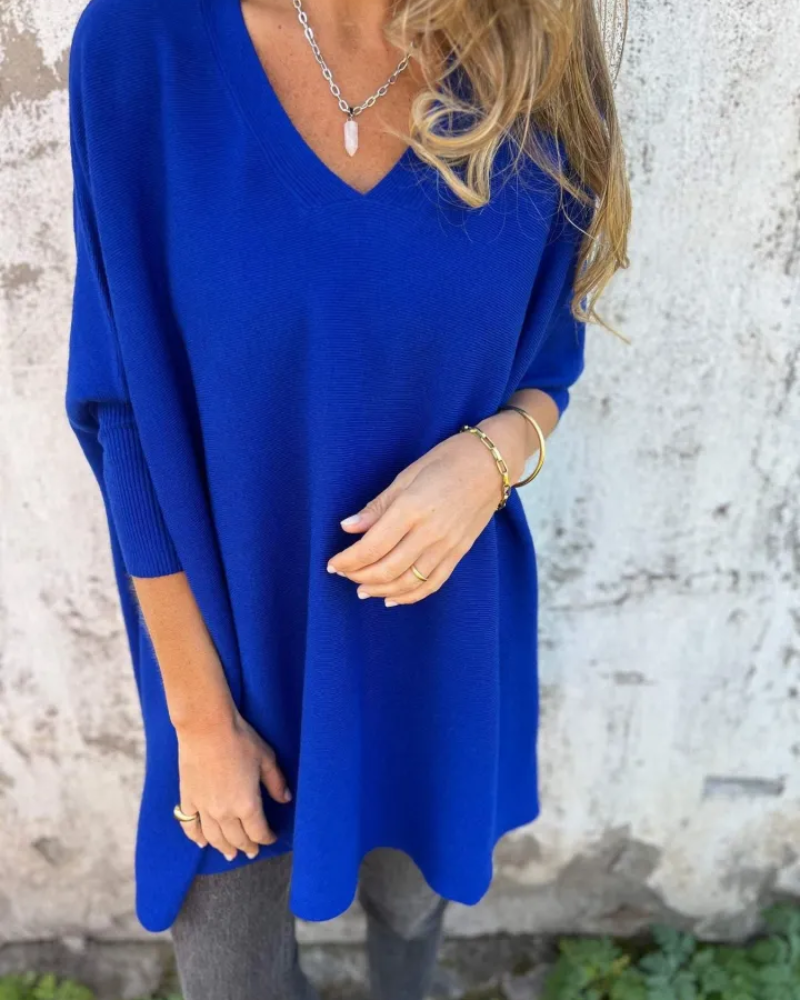 V-Neck Long Sleeve Oversized Knit Sweater 8