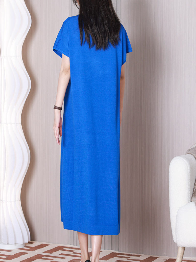 Colourblock V-Neck Short Sleeve Knit Midi Dress 5