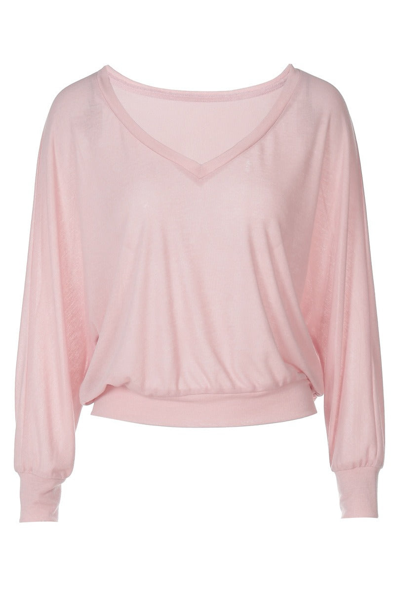 One Shoulder Sheer Long Sleeve Tee