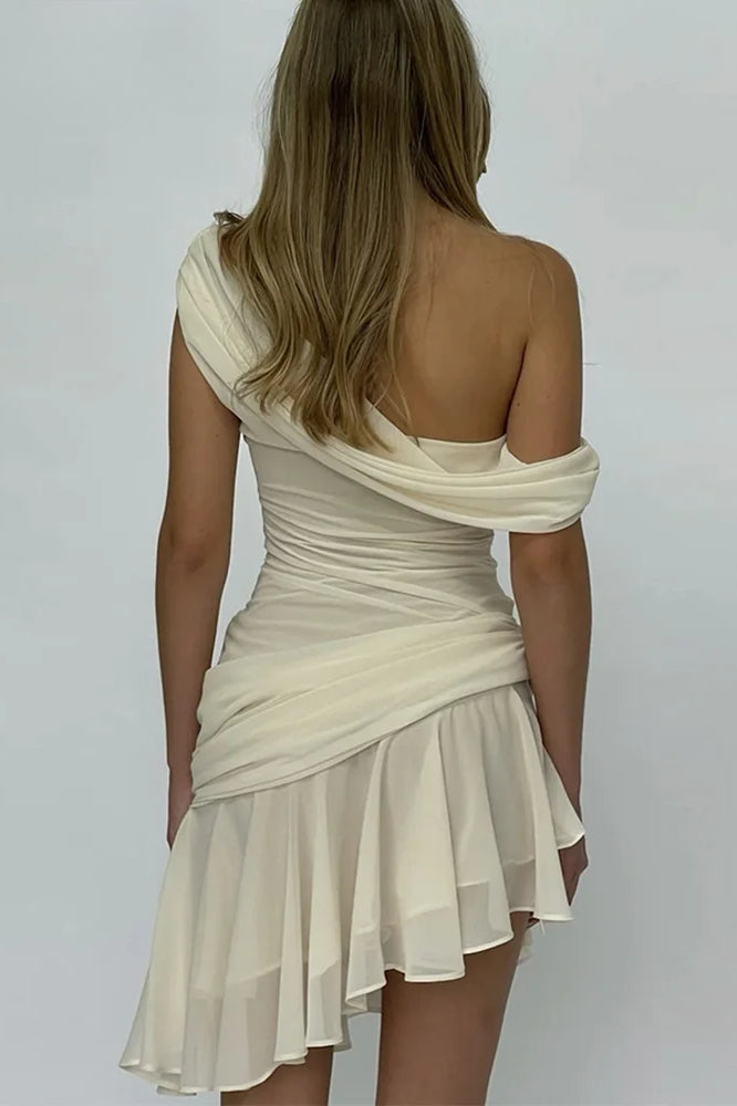 Ruffled Patchwork Bodycon Midi Dress