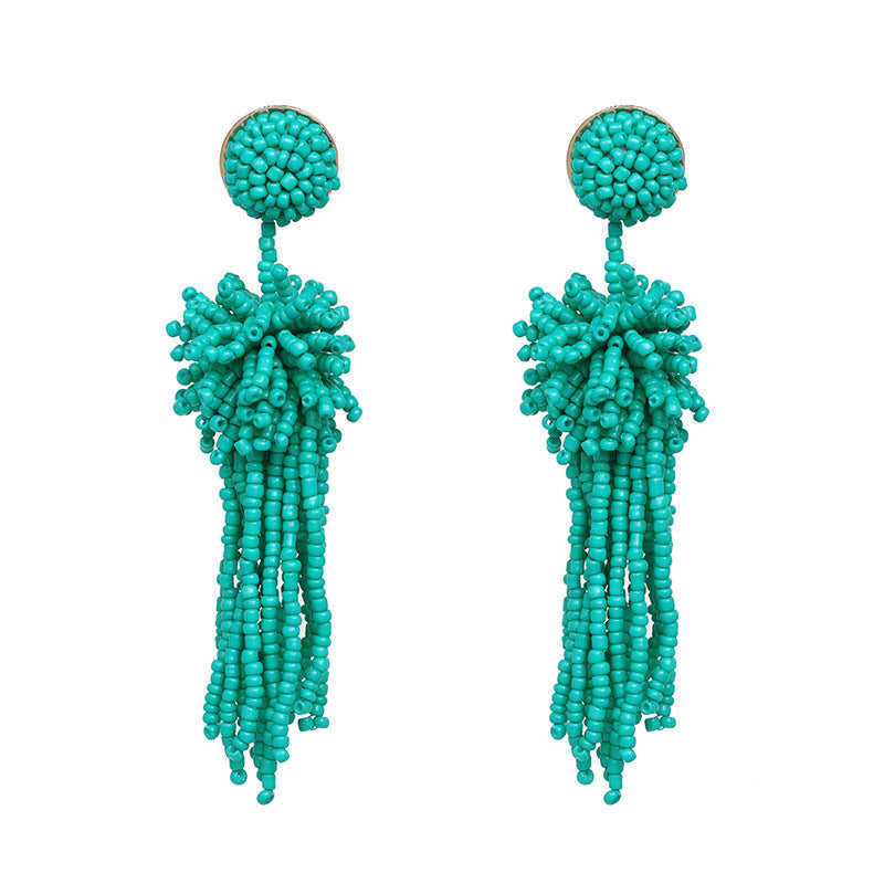 Millet Beaded Tassel Earrings
