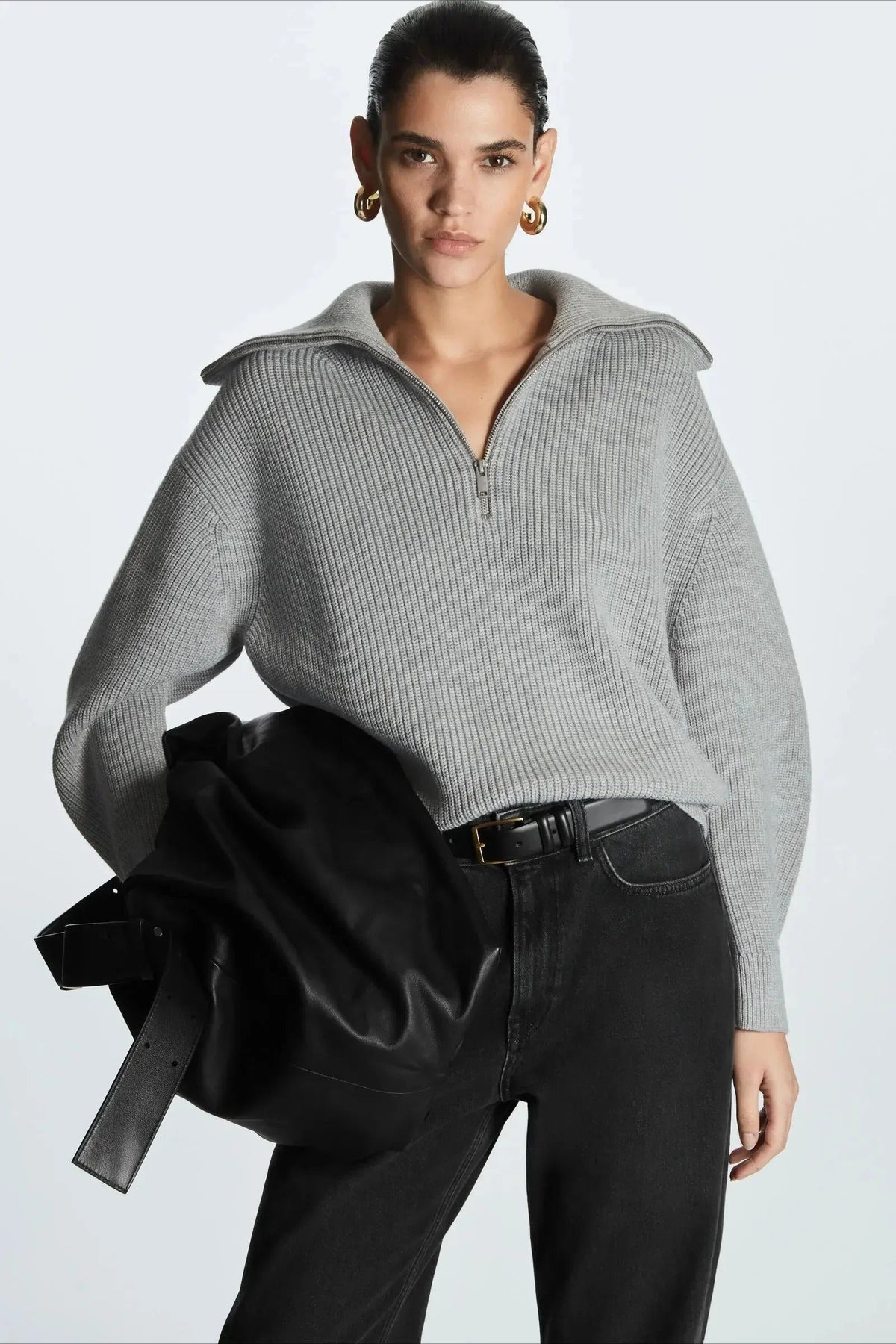 Wool Blend Open Collar Sweater 16