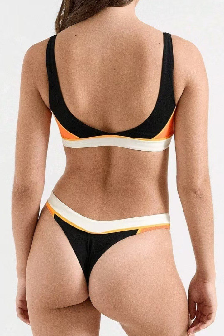 Sporty Backless Bikini Two Piece Swim Set