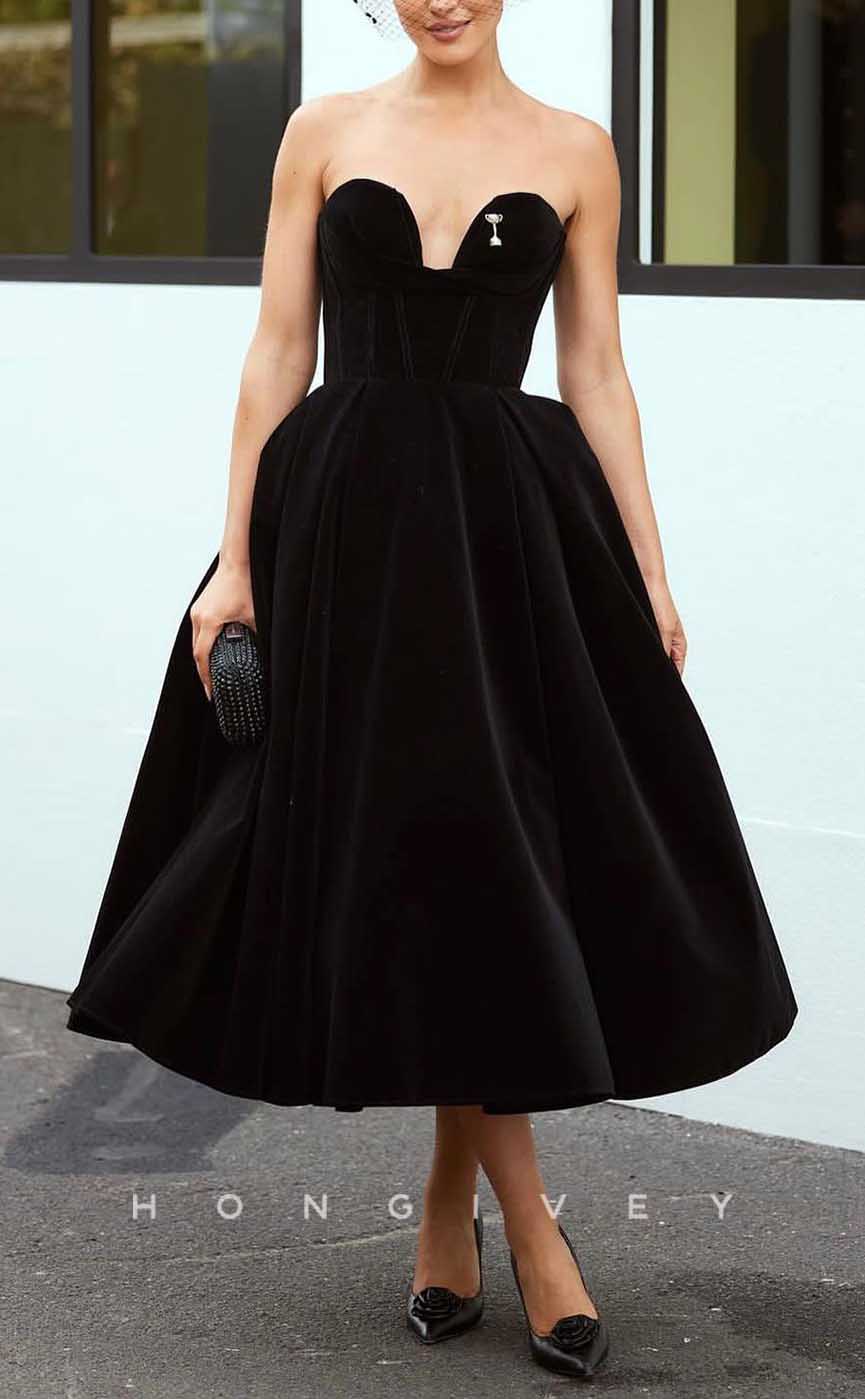 L2846 - Elegant & Luxurious A-Line Strapless Sleeveless Empire Party Prom Evening Dress - Fashionpara