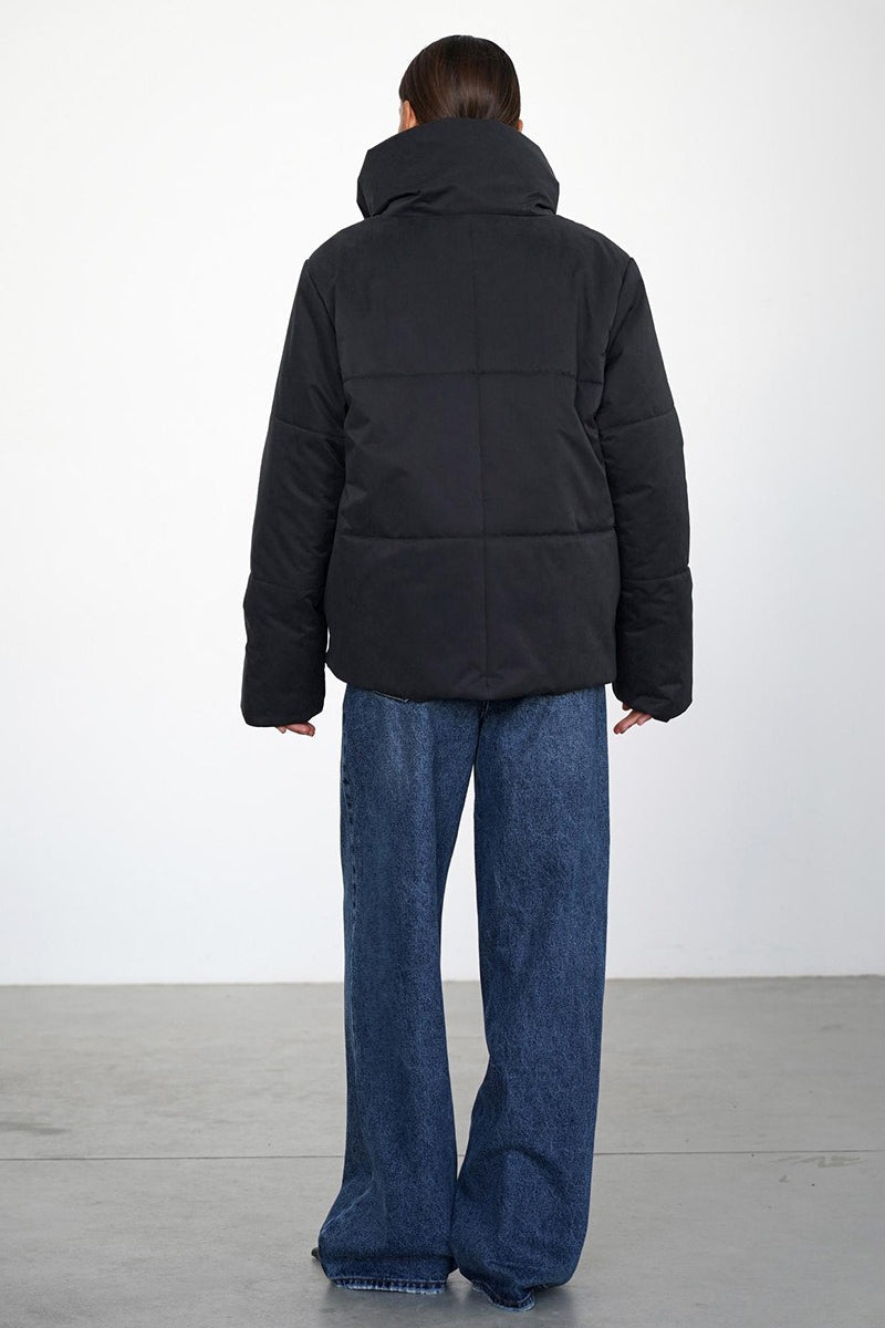 Asymmetrical Turtleneck Cotton Coat - Fashionpara