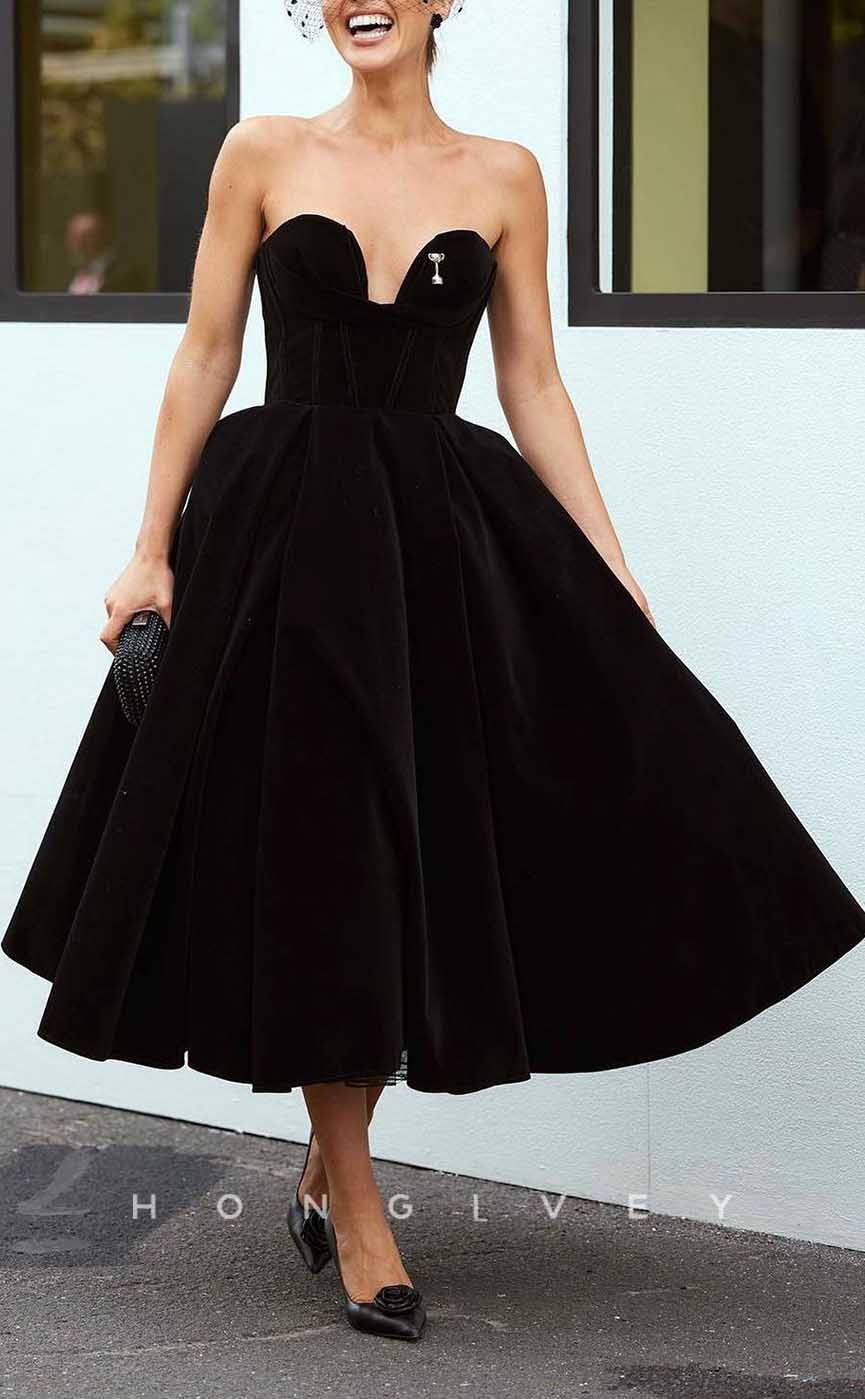 L2846 - Elegant & Luxurious A-Line Strapless Sleeveless Empire Party Prom Evening Dress - Fashionpara